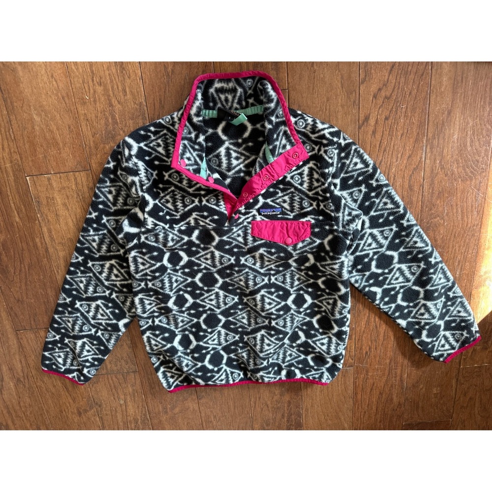 vintage Patagonia‎ Synchilla Snap-T Fleece Pullover Geometric Tribal Aztec S S